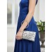 Evening Bags Wholesale - Silver Pleated PU Leather w/ Rhinestone Loop Wristlet Evening Bag
